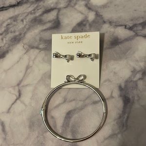Kate Spade Bow Earring and Necklace Set, Silver